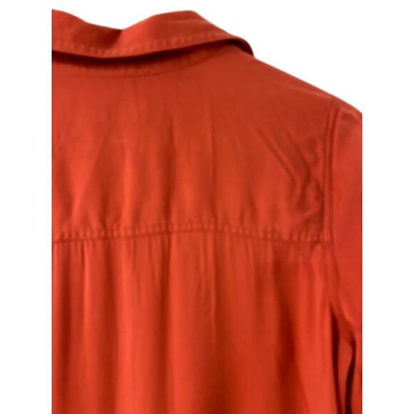 CHICO'S Rust Coral 100% Modal SOFT Classic Button Long Sleeve Blouse Size 0 4/6 - Picture 4 of 9